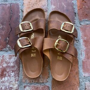 NEW Arizona Big Buckle Birkenstock oiled leather- Color: Cognac- SIZE 39 (8-8.5)